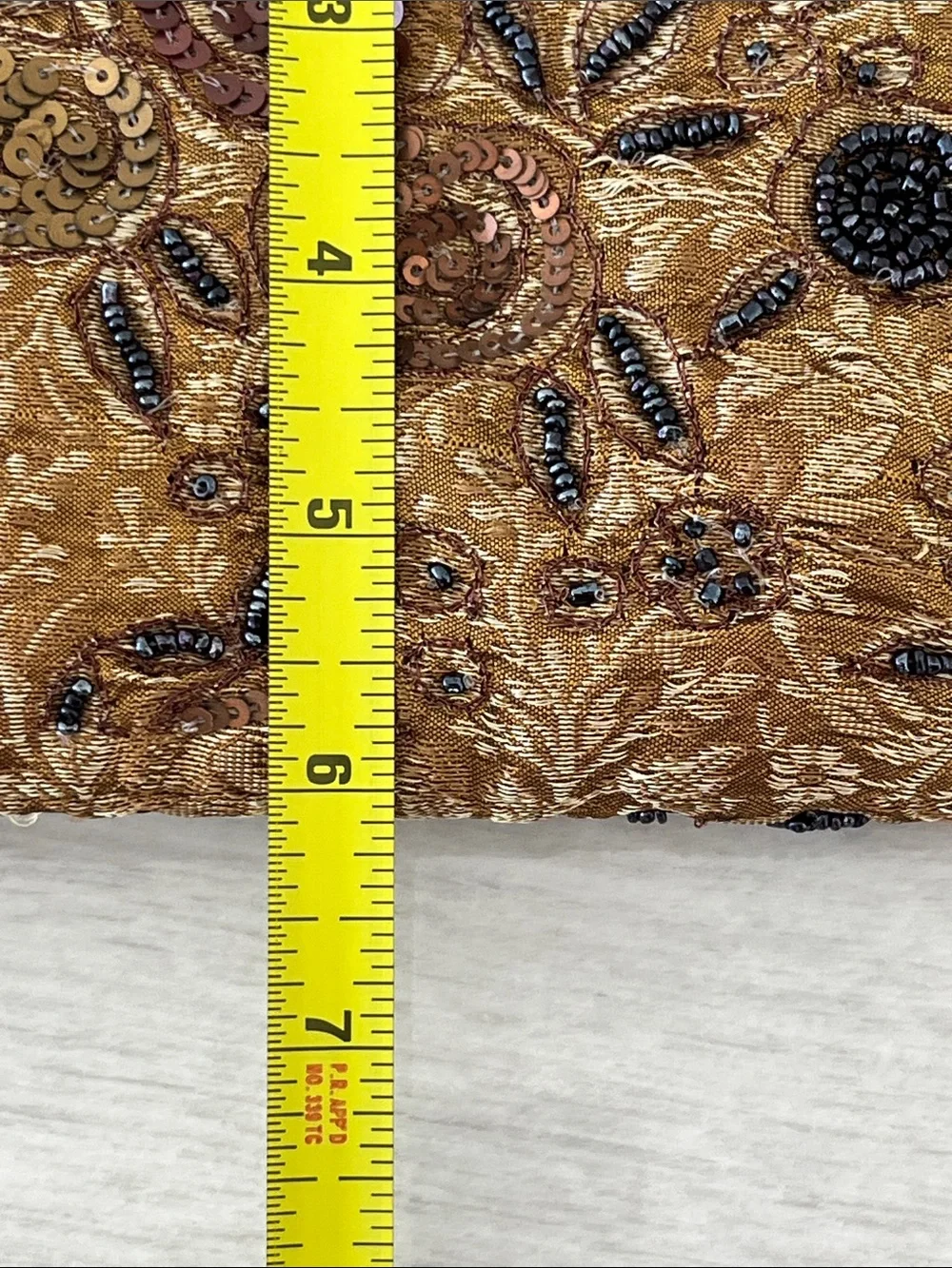 Embroidered Floral Beaded andSequin Evening Clutch / Shoulder Bag - Antique Gold